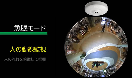 360°全方位型カメラ 魚眼モード