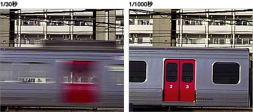 シャッタースピードが選択できる電車のイメージ