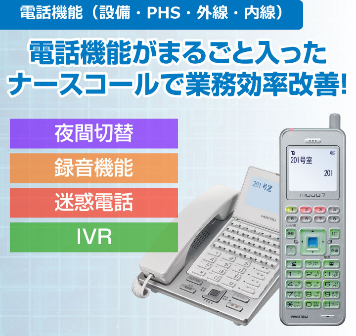 電話機能がまるごと入ったナースコールで業務効率改善！