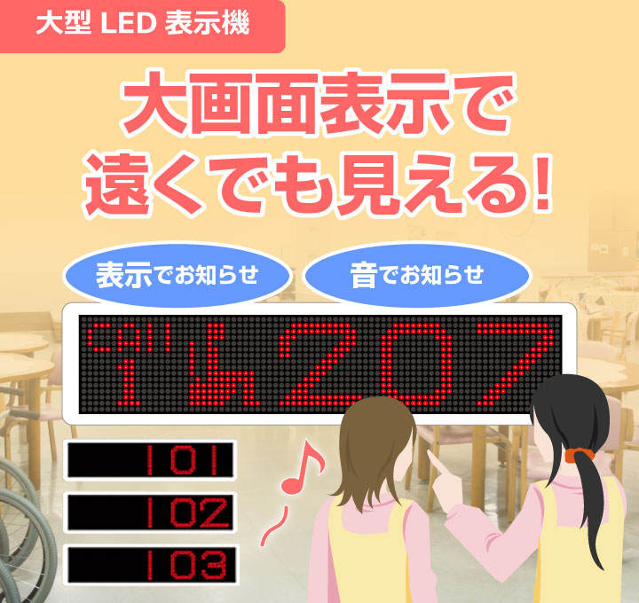 大画面表示で遠くでも見える！